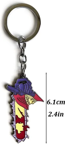 Vista 3 de Llavero de esmalte de anime, motosierra Pochita Power Denji Man Llavero Aleación Colgante Figura