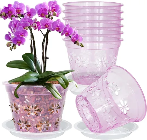Vista 14 de Macetas transparentes para orquídeas, paquete de 8 unidades, 5 pulgadas