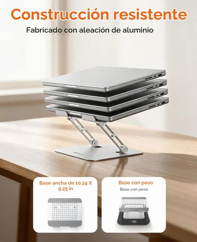 Vista 3 de PHIXERO Soporte ajustable para portátil, soporte ergonómico de aluminio Plateado