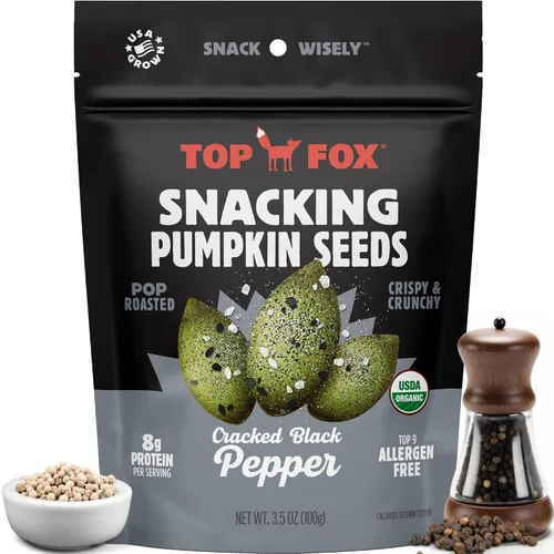 Vista 11 de Top Fox Snacks Semillas de calabaza para comer (Variedad, 3.5 oz) - Snacks sin gluten, snacks de proteínas, snacks keto, paleo y veganos - Tostadas
