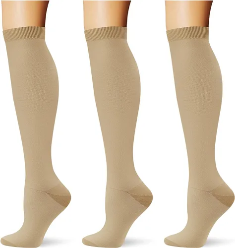 Vista 50 de (3 pares) Calcetines de compresión 20-30 mmHg, calcetines largos hasta la rodilla para mujeres y hombres, soporte atlético, para viajes y uso diario