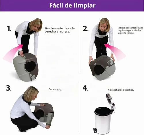 Vista 3 de Omega Paw Premium Roll 'n Clean - Caja de arena grande, gato, azul peral (PR-RA20-1)