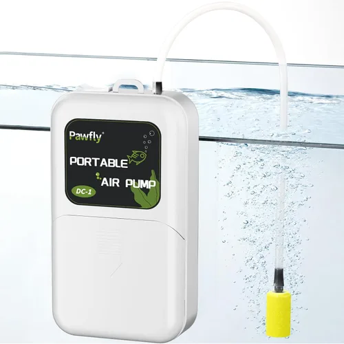 Vista 8 de Pawfly Bomba de aire para acuario, bomba aireadora portátil de 40 GPH