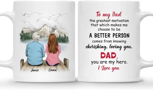 Vista 12 de Gossby Taza personalizada para padre - Regalos para padre, regalos para padre, mejores tazas de café para padre, taza personalizada para papá. Padre