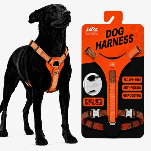 Vista 14 de Arnés para perro sin tirones con asa, arnés de entrenamiento de control de agarre para perros medianos, anillo en D frontal, reflectante, seguro