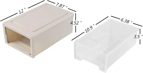 Vista 3 de Ramddy Paquete de 4 cajones de escritorio de plástico de 6.5 cuartos de galón, pequeños cajones de almacenamiento apilables
