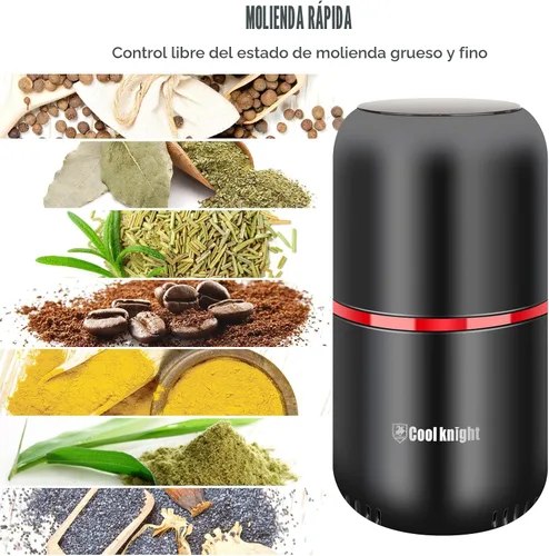 Vista 5 de COOL KNIGHT Molinillo de hierbas [gran capacidad/rápido/eléctrico] - Molinillo de café de hierbas para especias con colector de polen/- 7.5" (negro)