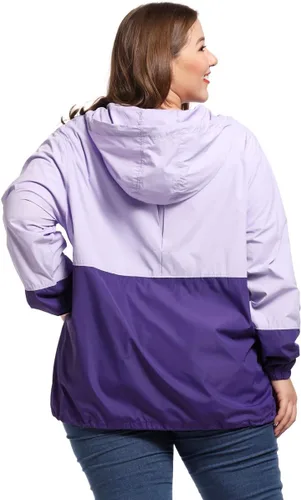 Vista 5 de Chaqueta de lluvia para mujer, talla grande, ligera, con capucha, rompevientos