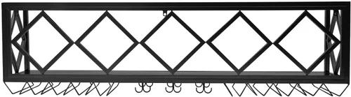 Vista 5 de Estante pesado para vino montado en la pared, soporte de doble capa para copas de vino de 59.06 pulgadas, estante colgante de metal industrial