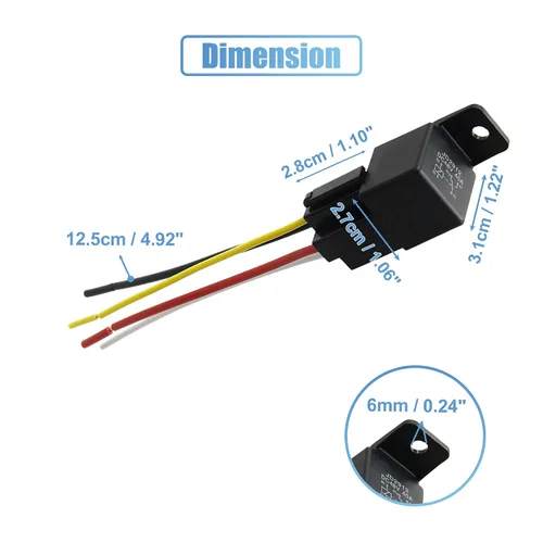 Vista 3 de uxcell JD-2912 4 Pin DC 48V 40A Universal Vehículo Vehículo Motor Fusible Relé Interruptor Potencia con 4 Arnés