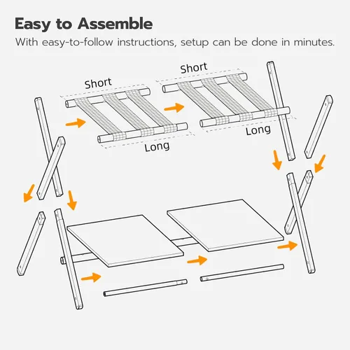 Vista 5 de HOOBRO Portaequipajes plegable, soporte para maleta con estante de almacenamiento de madera, soporta hasta 110 libras, 27.2 x 15.7 x 24 pulgadas
