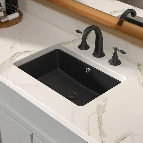 Vista 12 de Lordear Fregadero de baño de 18 x 12 pulgadas para empotrar bajo encimera, fregaderos de tocador rectangulares de cerámica de porcelana blanca pura