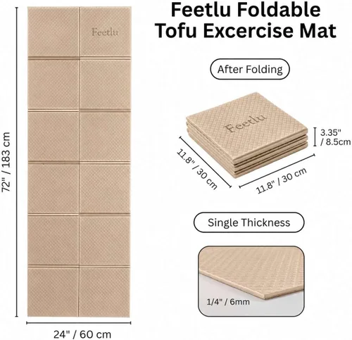 Vista 2 de Esterilla de yoga plegable, 6mm de espesor, ligera, antideslizante y fácil de guardar – Perfecta para viajes, yoga, pilates, entrenamientos en casa