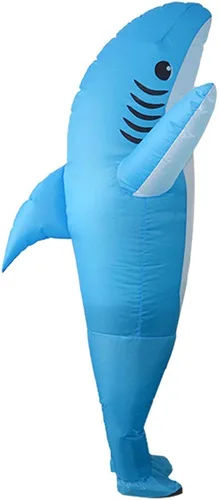 Vista 3 de Disfraz inflable de tiburón para adultos, disfraz inflable de tiburón para hombres, divertido