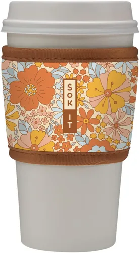 Vista 148 de Sok It HotSok Coffee & Tea - Funda de neopreno con aislamiento reutilizable (floral abstracto)