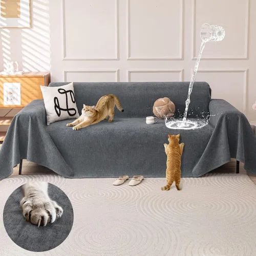 Vista 9 de OstepDecor Funda de Sofá de Chenilla, Fundas de Sofá Beige Lavables, Fundas de Sofá Seccional para Sofá en Forma de L, Funda Manta de Sofá, Fundas