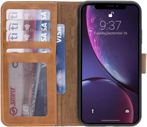 Vista 82 de HARDISTON Compatible con iPhone 7 Plus / 8 Plus Funda Cartera, Hecha a Mano de Cuero Genuino, Funda Magnética Desmontable con Tapa Abatible