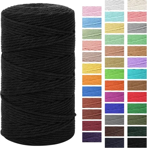 Vista 19 de Cordón de macramé 3mm x 300m Cuerda de macramé 100% algodón natural Cordón de algodón trenzado de 4 hebras para manualidades DIY, adornos