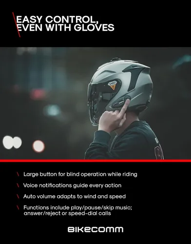 Vista 6 de BIKECOMM BK-S2 Intercomunicador de auriculares Bluetooth para motocicleta, altavoces inalámbricos de alcance de 3,937.0 ft, sistema de comunicación