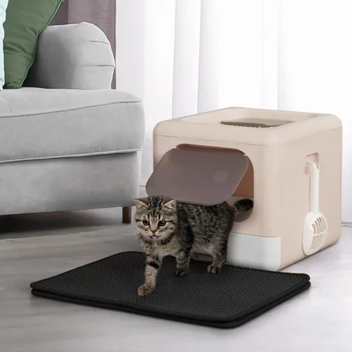 Vista 2 de BOWHAUS Caja de arena desmontable para gatos con tapa, inodoro de gatos 3 en 1, caja de arena para gatos de gran espacio anti-filtración con pala