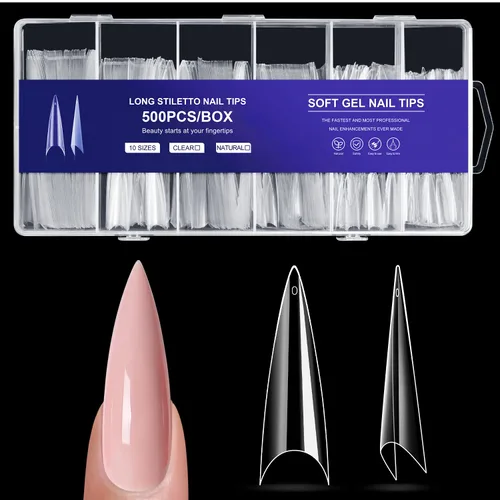 Vista 14 de krofaue Duck Nail Tips - Clear Flexible Gel Curved Nail Tips Media cubierta de pato transparente