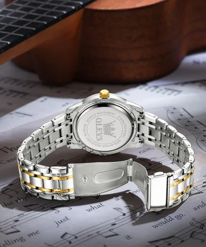 Vista 9 de OLEVS Luxury Gold (Silver) Watches for Men,Men's Stainless Steel Watch with Date,Men's Wrist Watches Waterproof,Classic Dress Watch for Men