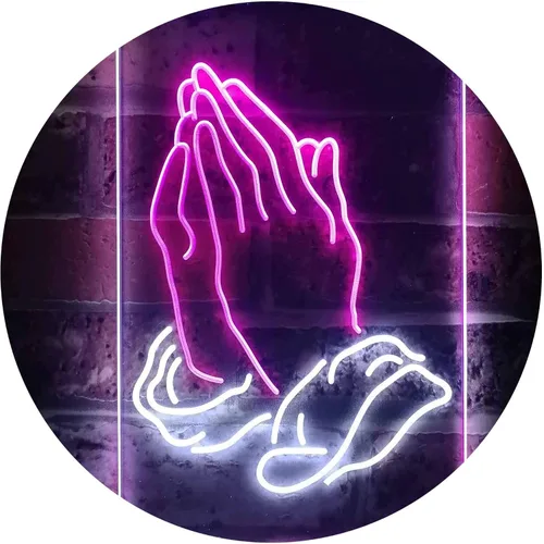 Vista 9 de ADVPRO Praying Hands Home Display Dual Color LED Neon Sign Blue & Red 8.5" x 12" st6s23-i3264-br