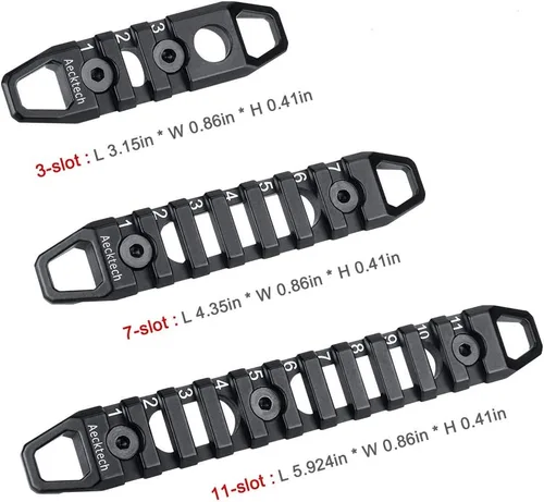 Vista 5 de Aecktech Compatible se ajusta a los rieles MMlocks/KKeymods, accesorios de sección de riel de aluminio de 3 ranuras, 7 ranuras, 11 ranuras