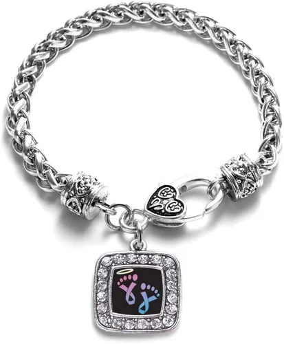 Vista 123 de Pulsera de dijes cuadrados de plata con joyería de circonita cúbica