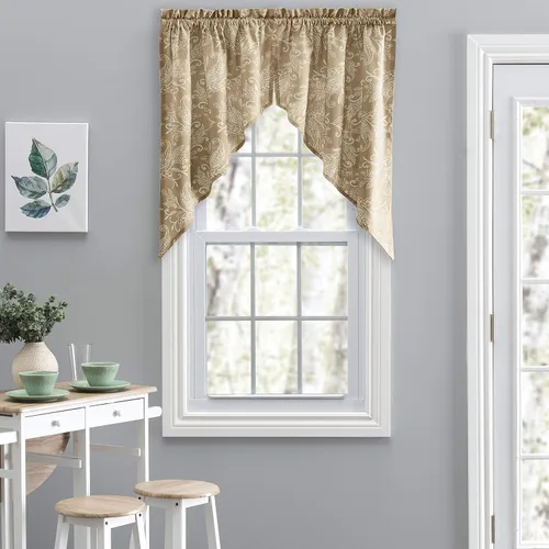 Vista 15 de Ellis Curtain Lexington Leaf Tailored Swags, Azul 56"x36