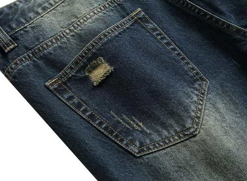 Vista 5 de Jeans casuales ajustados con agujeros rasgados para hombre