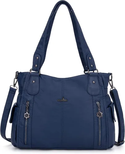 Vista 25 de Angel Kiss Bolsos para mujer con tiras en la parte superior, bolso estilo Hobo, bolsas de hombro espaciosas y casuales, cartera estilo Tote de PU