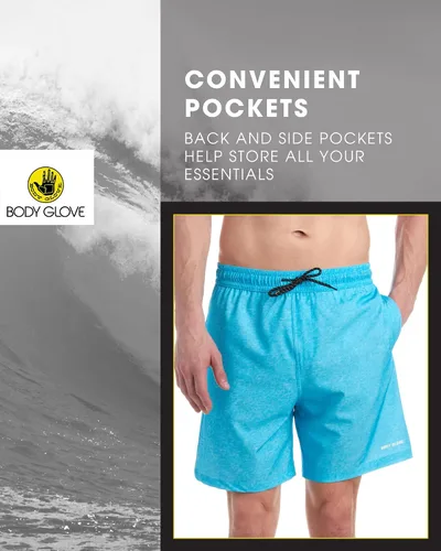 Vista 4 de Body Glove Mens Swim Trunks Stretch Fit Bathing Suit for Men 7 Quick Dry Swimwear Board Shorts Swim Suit (S-XXL)