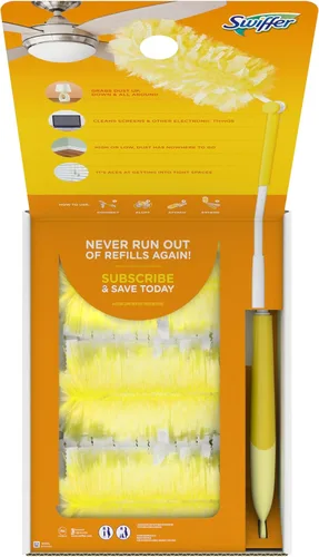 Vista 15 de Kit de Limpieza Swiffer Duster Heavy Duty, Suministros de Limpieza, Mango Extendido de 3 pies, 1 Plumero, 12 Repuestos