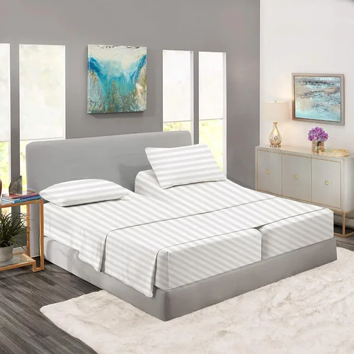 Vista 11 de Rajlinen Split Queen Sheet Set for Adjustable Bed, 100% Egyptian Cotton, 5 Piece Set, Dual 16" Deep Pocket Fitted Sheets, Soft, Cooling, Breathable