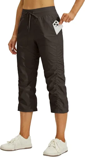 Vista 13 de Willit Womens Capri Pants Quick-Dry Hiking Pants Negro