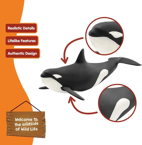 Vista 2 de schleich Wild Life - Juguete de ballena asesina – Figura realista de orca de 8 pulgadas – Figura de animal de vida silvestre del océano para jugar