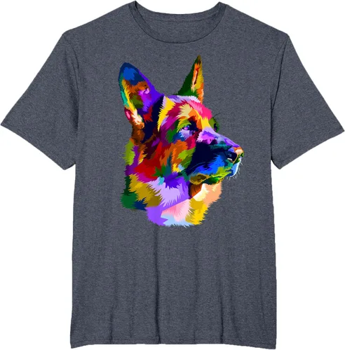 Vista 106 de Camiseta con retrato de pastor alemán para dueños de perros, Negro, S