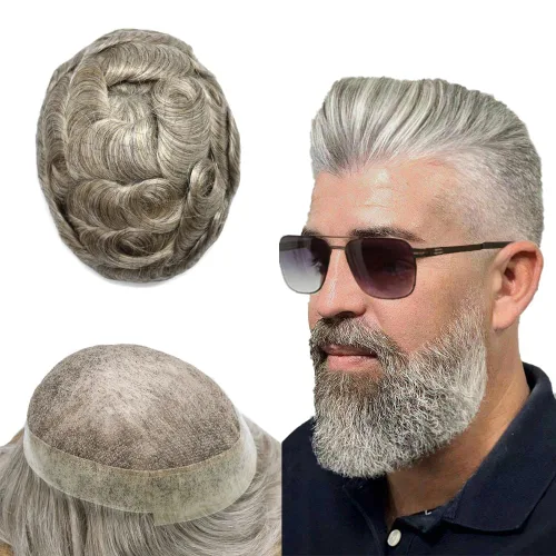 Vista 59 de Mens Toupee Hair Piece Real Cabello humano suave francés Encaje Toupee para hombres Sistema de reemplazo de cabello Hombres Hairpieces Hombres