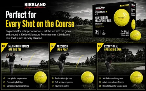 Vista 3 de Kirkland Signature - Pelotas de golf de 3 piezas, versión 2.0, amarillo