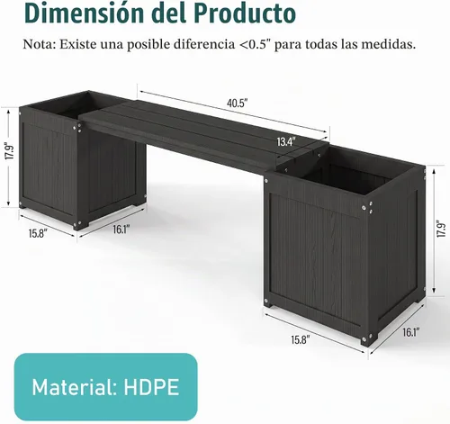 Vista 2 de Domi - Macetero de alta densidad con cajas de flores Negro