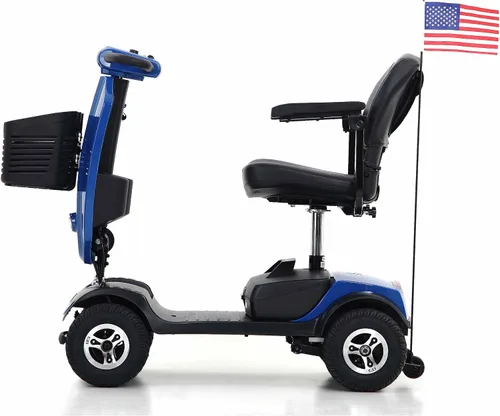 Vista 4 de Scooter de movilidad de 4 ruedas con asiento y cesta, silla de ruedas móvil de energía eléctrica para personas mayores, discapacitados o adultos