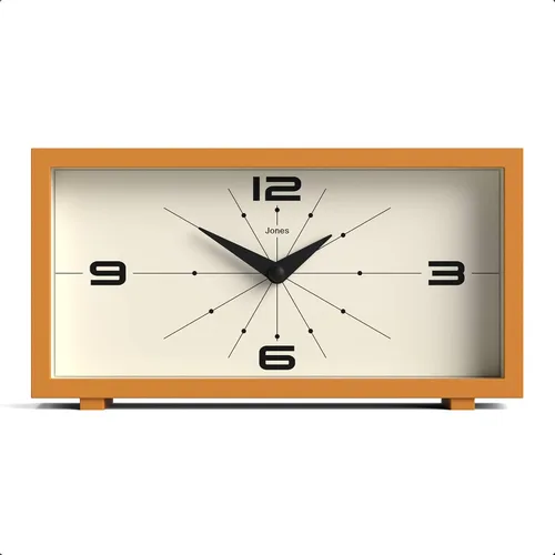 Vista 8 de JONES CLOCKS® Reloj de Escritorio Odeon Diseño Rectangular Moderno Negro Aspecto Retro Elegante para Estante, Mesa, Repisa de Chimenea