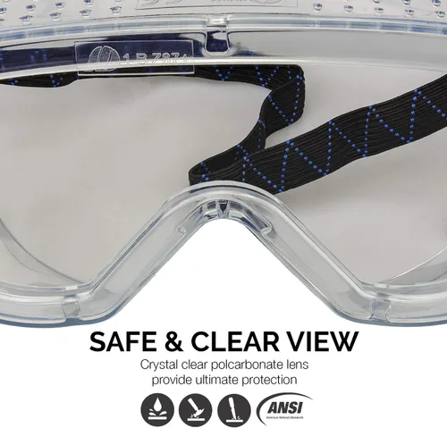 Vista 2 de Neiko 53874A - Gafas protectoras de seguridad antivaho con visión amplia, extrasuaves, ajustables y ligeras, transparentes