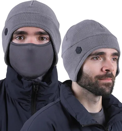 Vista 7 de Tough Headwear Skull Cap with Mask Men, Winter Running Gear, Motorcycle Winter Gear, Helmet Liners, Ski Hat, Thermal Beanie