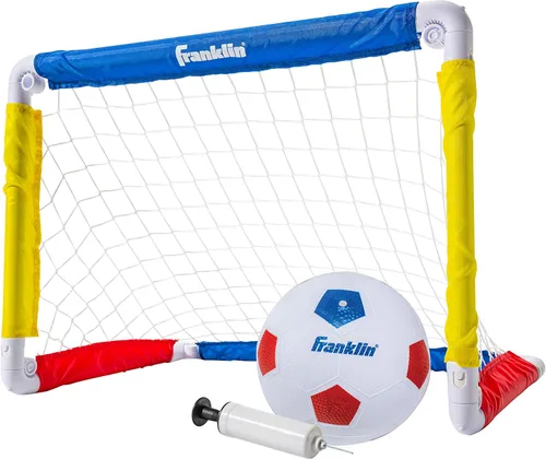Vista 8 de Franklin Sports Portería de fútbol para niños, con pelota y bomba de aire, 24 x 16 pulgadas, plegable, ideal para patio trasero