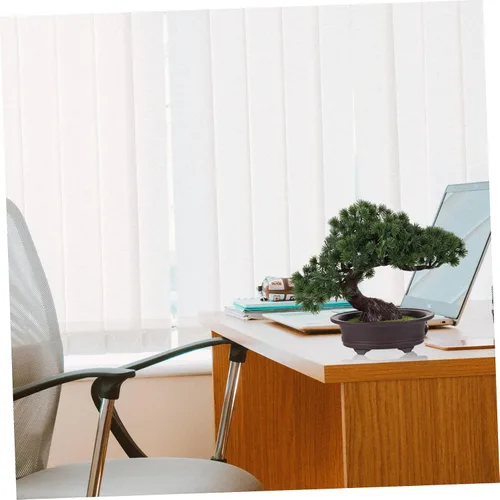 Vista 7 de Mini planta de plástico decorativa de pino sintético para bonsái, verde, 10.23 oz