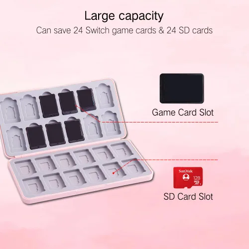Vista 16 de PERFECTSIGHT Switch Game Case Compatible with Nintendo Switch Game Holder for Switch OLED/ Lite Game Card Case Cartridge with 24 Slots Game Card