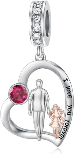 Vista 147 de PROESS Dije para padre, madre e hija, pulsera de plata de ley para pulseras, regalos de cumpleaños, día de San Valentín, para hija, madre, amante