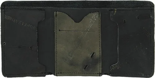Vista 2 de FIELDERS CHOICE GOODS FC Goods - Cartera triple de cuero negra hecha a mano con guantes de béisbol vintage, Negro